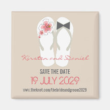 fatfatin Beach Hibiscus Flip Flops Save The Date Magnets