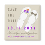 fatfatin Beach Purple Flip Flops Save The Date magnets