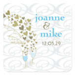 fatfatin Blue Champagne Cheers Wedding Sticker