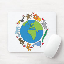 fatfatin Cartoon Animals Of The World Mousepad
