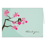 fatfatin Cherry Blossoms Love Birds Thank You Greeting Card