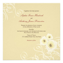 fatfatin Cream Roses & Swirls Wedding Invitation