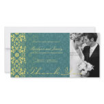 fatfatin Damask Swirls Lace Peacock Thank You 2 photo cards