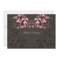 fatfatin Floral Flourish Pink Wedding Invitation