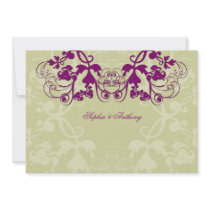 fatfatin Floral Flourish Purple Wedding Invitation