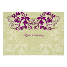 fatfatin Floral Flourish Purple Wedding Invitation