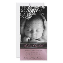 fatfatin Floral Paisley Photo Birth Announcement Personalized Photo Card