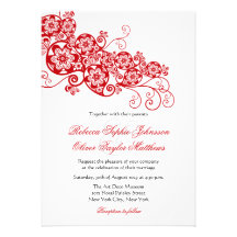 fatfatin Floral Paisley Red Wedding Invitation