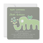 fatfatin Green Elephant Neutral Baby Shower Invite