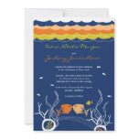 fatfatin Kissing Fish + Coral Wave 2 Wedding invitations
