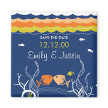 fatfatin Kissing Fish Coral Waves 2 Save The Date magnets