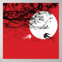 fatfatin Moonlight Swallows Red Poster posters