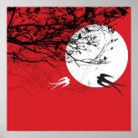fatfatin Moonlight Swallows Red Poster