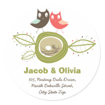 fatfatin Nesting Owl Family Custom Address Sticker