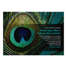 fatfatin Photography Peacock Feather Wedding Custom Announcement