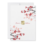 fatfatin Red Sakuras Double Happiness Wedding Invi