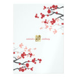 fatfatin Red Sakuras Gold Double Happiness Wedding Personalized Invitations
