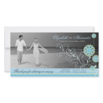 fatfatin Snow Flower Swirls Blue Thank You Photo Card