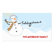 fatfatin Snowman Cheers Holiday Gift Tag Business Cards