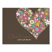 fatfatin Spring Flowers 2 Heart Thank You Card Custom Announcements