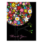 fatfatin Spring Flowers Pop Tree Thank You 2 Postcard