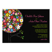 fatfatin Spring Flowers Pop Tree Wedding Invitatio Custom Invitations