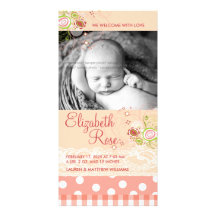 fatfatin Sweet Pink Blooms Baby Announcement Photo Greeting Card