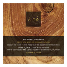fatfatin Teak Wood Texture Wedding Invite