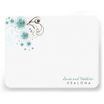 fatfatin Tropical Hibiscus Blue (R) Thank You Card Invite