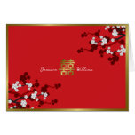 fatfatin White Sakuras Chinese Wedding Invitation Greeting Card