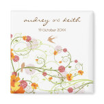 fatfatin Yellow Floral Swallows Save Date Magnet