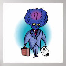 Father Alien with Briefcase & Paper Print