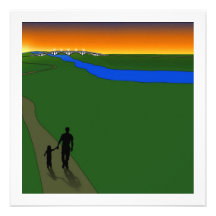 Father And Child Evening Walk Custom Invites
