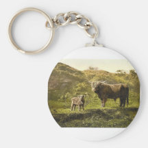 Father and son (highland cattle), England classic Keychains