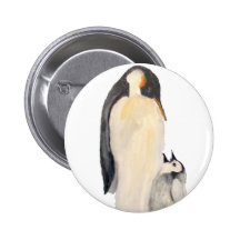 "Father And Son Penguin" Round Button
