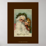 Father Christmas & Child Vintage Art Poster
