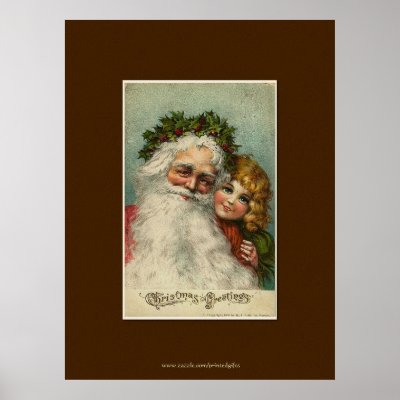 Father Christmas & Child Vintage Art Poster by PrintedGifts