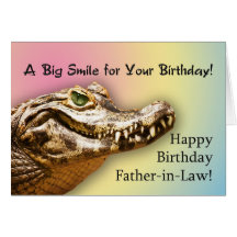 Father-in-Law  Birthday card smiling alligator