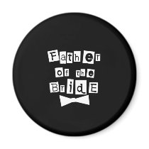 Father of Bride White on Black Refrigerator Magnet