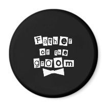 Father of Groom White on Black Fridge Magnets