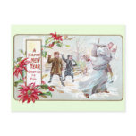 Father Time Pelted with Snowballs Post Card