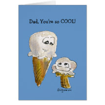 Father's Day Cartoon Ice Cream Cones Greeting Card