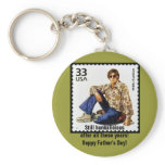 Father's Day Groovy Retro Hunka-Hunka Keychain