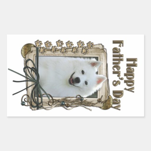Fathers Day - Stone Paws - American Eskimo Rectangular Stickers