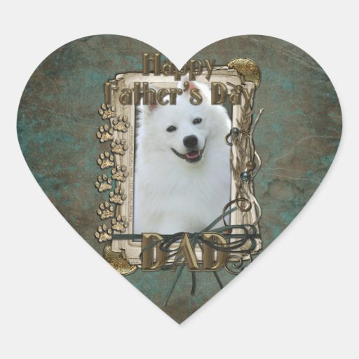 Fathers Day - Stone Paws - American Eskimo Heart Stickers