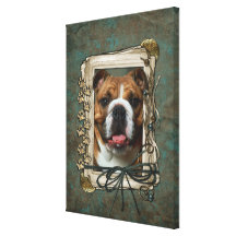 Fathers Day - Stone Paws - Bulldog Stretched Canvas Prints