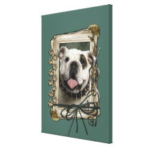 Fathers Day - Stone Paws - Bulldog Stretched Canvas Prints