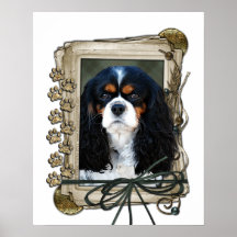 Fathers Day - Stone Paws - Cavalier - Tri-Colour Poster
