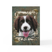 Fathers Day -Stone Paws - English Springer Spaniel Greeting Card