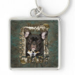 Fathers Day - Stone Paws - French Bulldog Teal Dad keychains